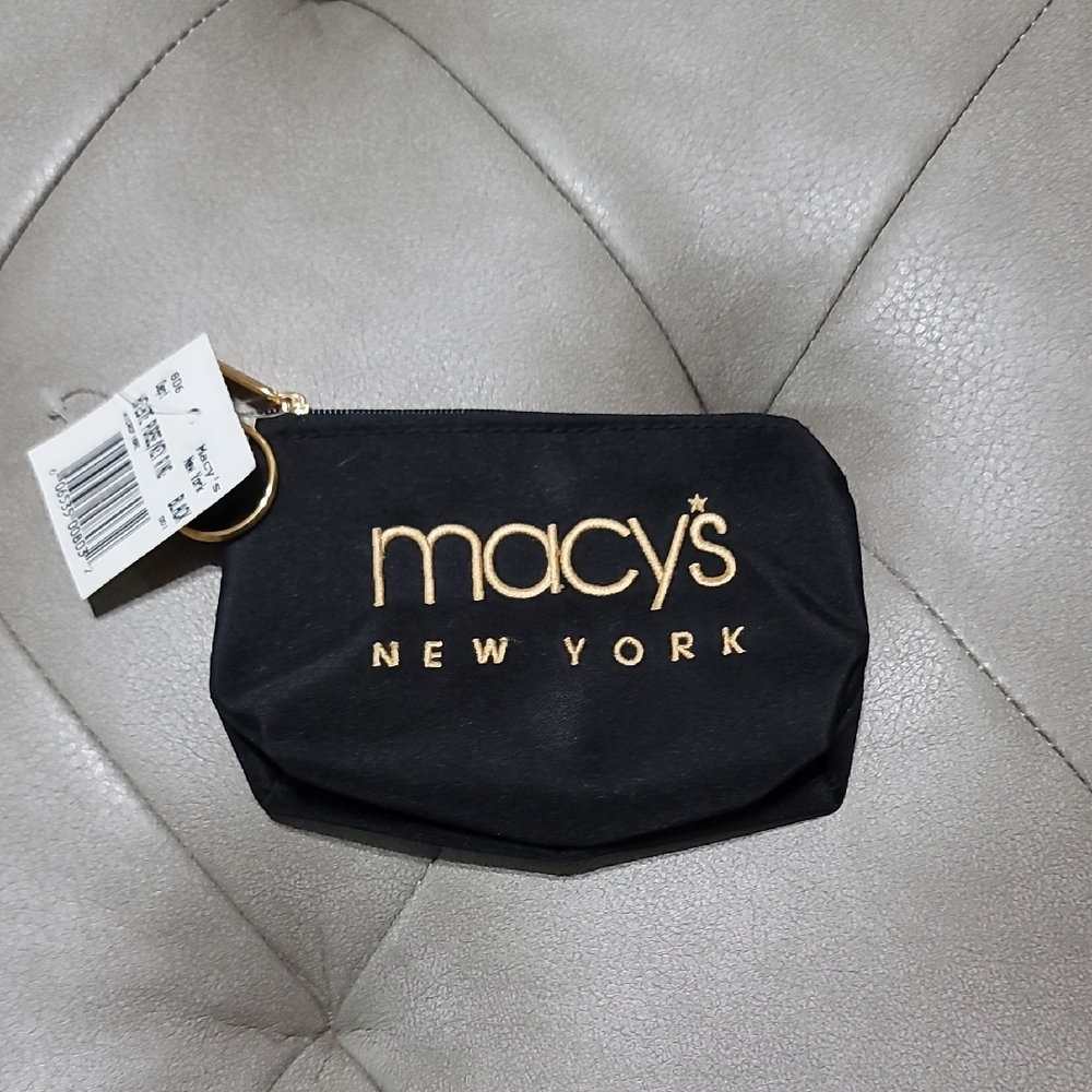 Macy's Black Pouch with Gold Logo